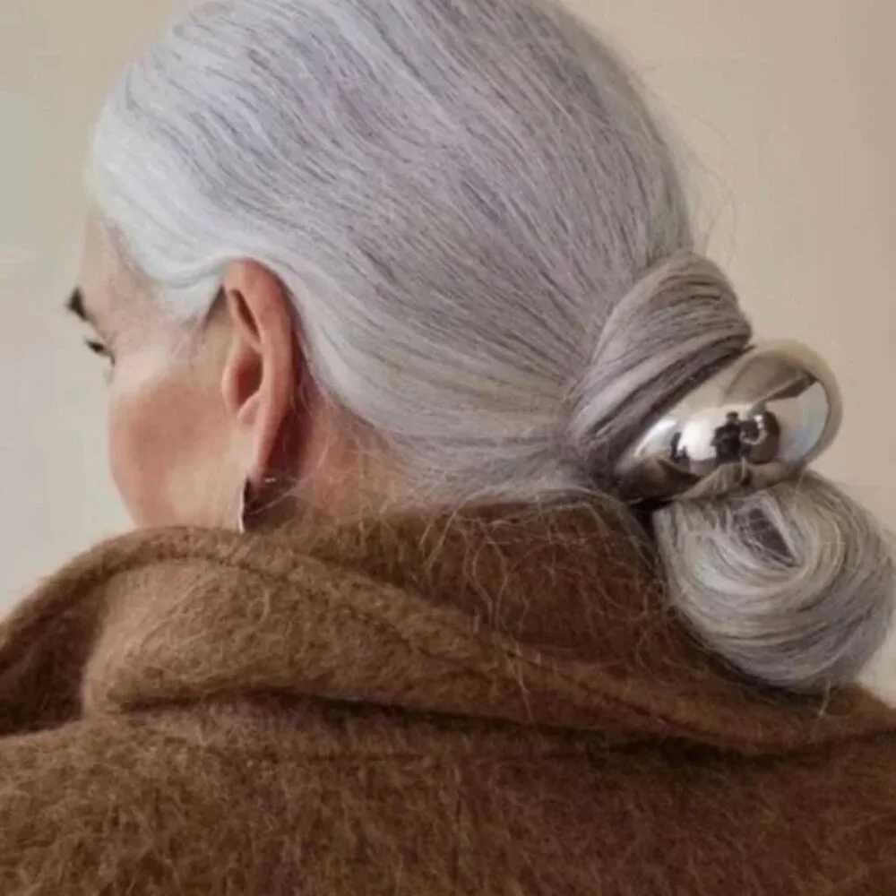 New! Anthropologie Silver Elastic Hair Tie